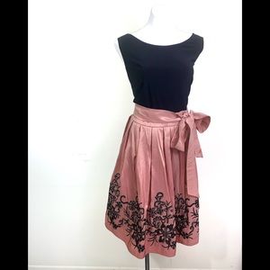 Taffeta pink and black Aline dress size 16 plus